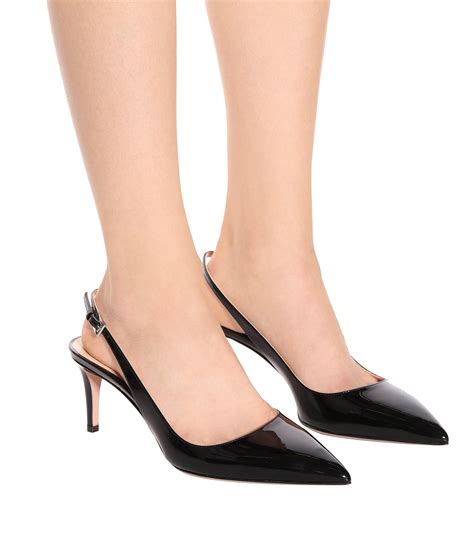 prada patent leather sling-back pumps|Prada black slingback leather pumps.